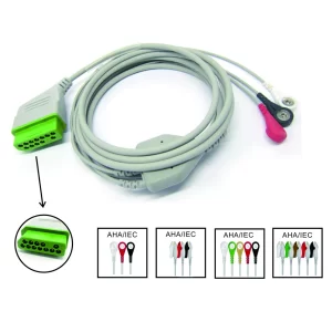 Compatible for Nihon Kohden Patient Monitor, 3/5 Leads ECG Cable, Use for ECG Data Monitor, ECG Measurement Sensor Module Kit-Compatible for Nihon Kohden Patient Monitor 3 5 Leads ECG Cable Use for ECG Data Monitor-MPOWC
