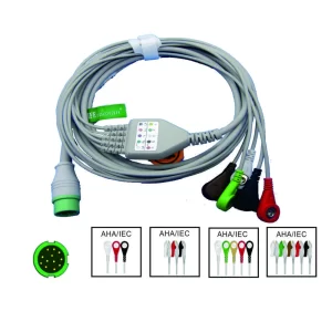 Compatible with Biocare IM12 Patient Monitor, 3/5 Lead Wire with Clip/Snap, ECG EKG Cable, ECG Data Monitoring Workstation-Compatible with Biocare IM12 Patient Monitor 3 5 Lead Wire with Clip Snap ECG EKG Cable-MPOWC