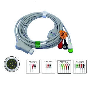 Compatible with PH*I*L*IPS 12 Pin Patient Monitor, 3/5 Lead Wire with Clip/Snap, ECG EKG Cable, ECG Data Monitoring Workstation-Compatible with PH I L IPS 12 Pin Patient Monitor 3 5 Lead Wire with Clip-MPOWC