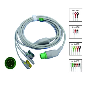 Compatible for Nihon kohden,tec-7621k/7631k,100kΩ Resistance Patient Monitor, 3/5 Leads ECG Cable, Use for ECG Data Monitor-Compatible for Nihon kohden tec 7621k 7631k 100k Resistance Patient Monitor 3 5 Leads ECG Cable-MPOWC