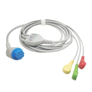 EKG-Kabel einteilig 3 Lead Wires 10 Pin Snap 4.0 Ende der IEC-Norm für Datex-Patientenmonitor, einteiliges EKG-Patientenkabel – einteiligesLeitungsdrähte 3 LPin-Snaps 10 Pin Snap 4 0 Ende IEC-Standard für MPOWC